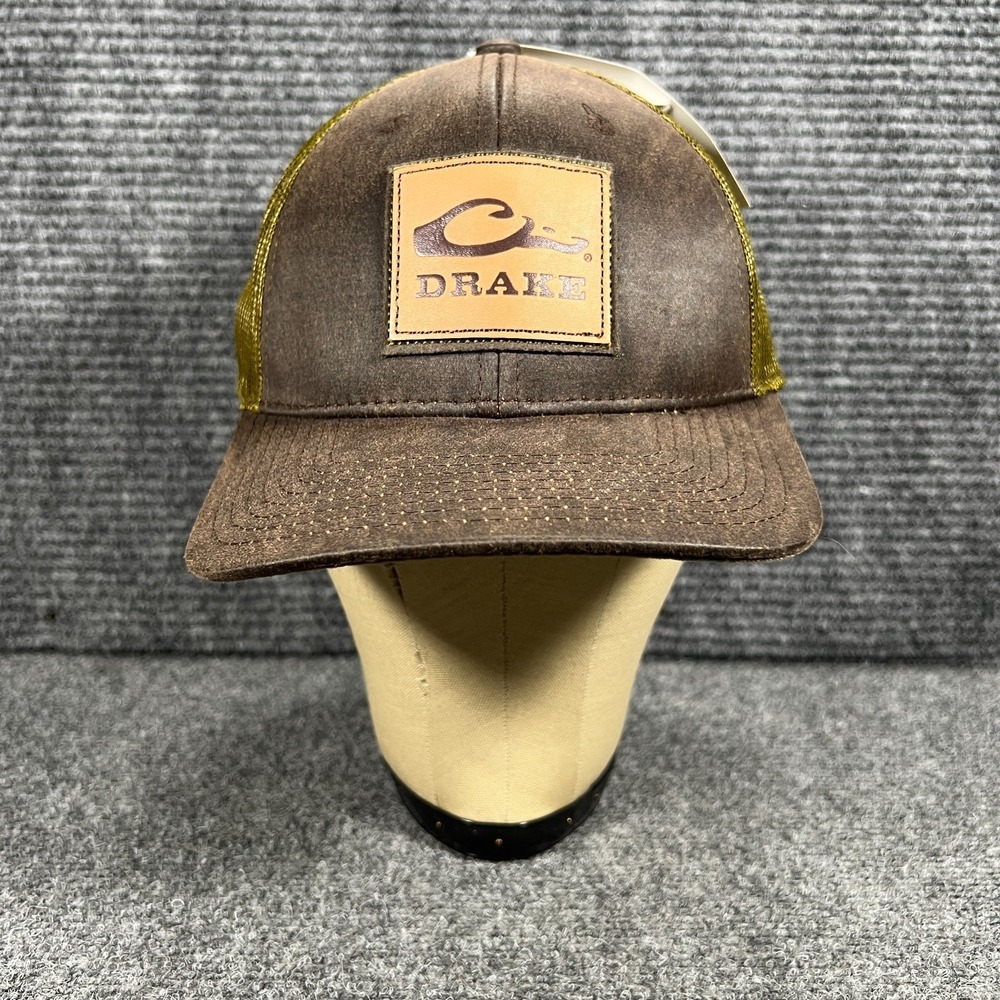 Drake Hat Cap Mens OSFA Snap Back Mesh Trucker Brown Green Outdoor Duck New